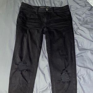 Womens American eagle black distressed skinny jeans jeggings size 2 new